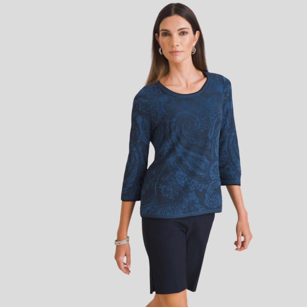 Chico's Jacquard Pullover Sweater - Size 2 (US Large)